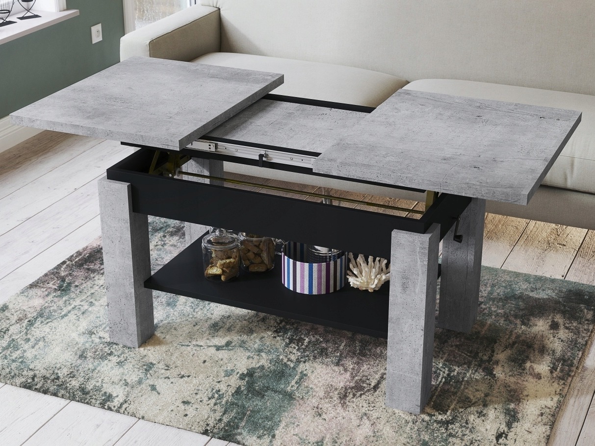 Table basse transformateur Glendale 100 (Béton + Noir)