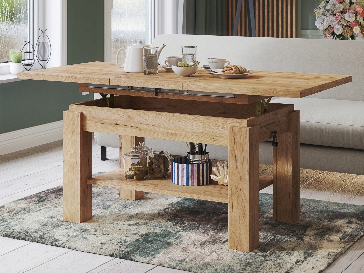 Table basse transformateur Glendale 100 (Chêne doré artisanal)