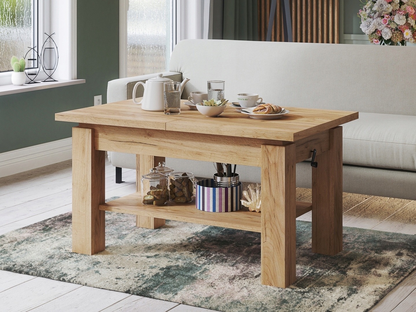 Table basse transformateur Glendale 100 (Chêne doré artisanal)