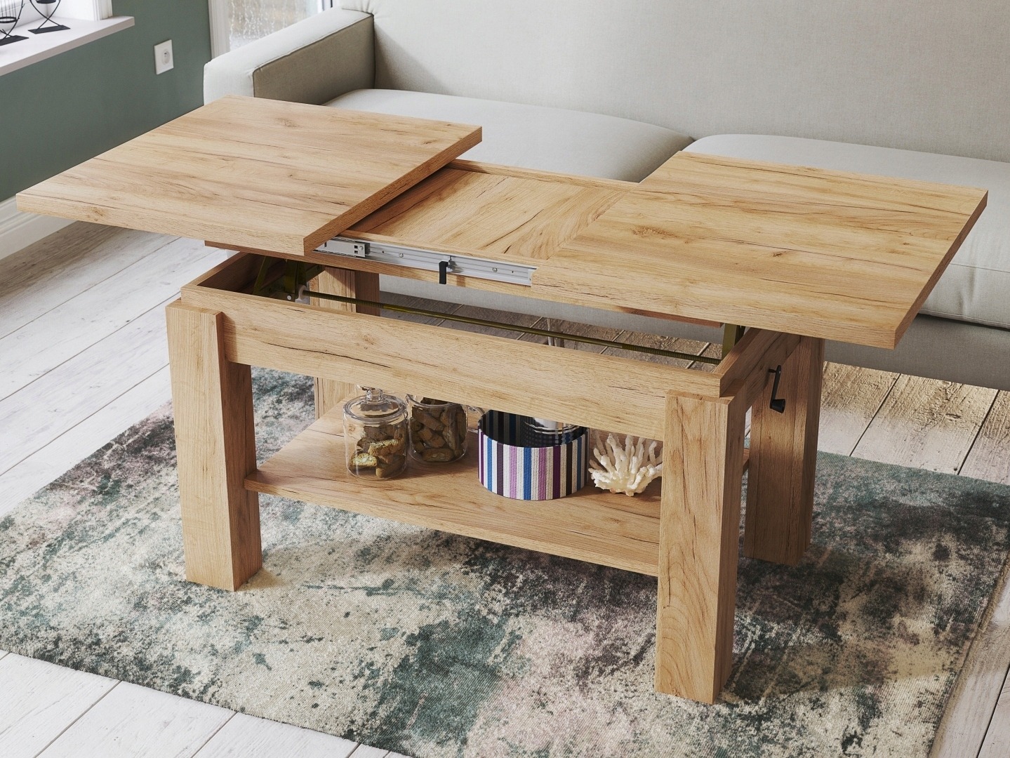 Table basse transformateur Glendale 100 (Chêne doré artisanal)