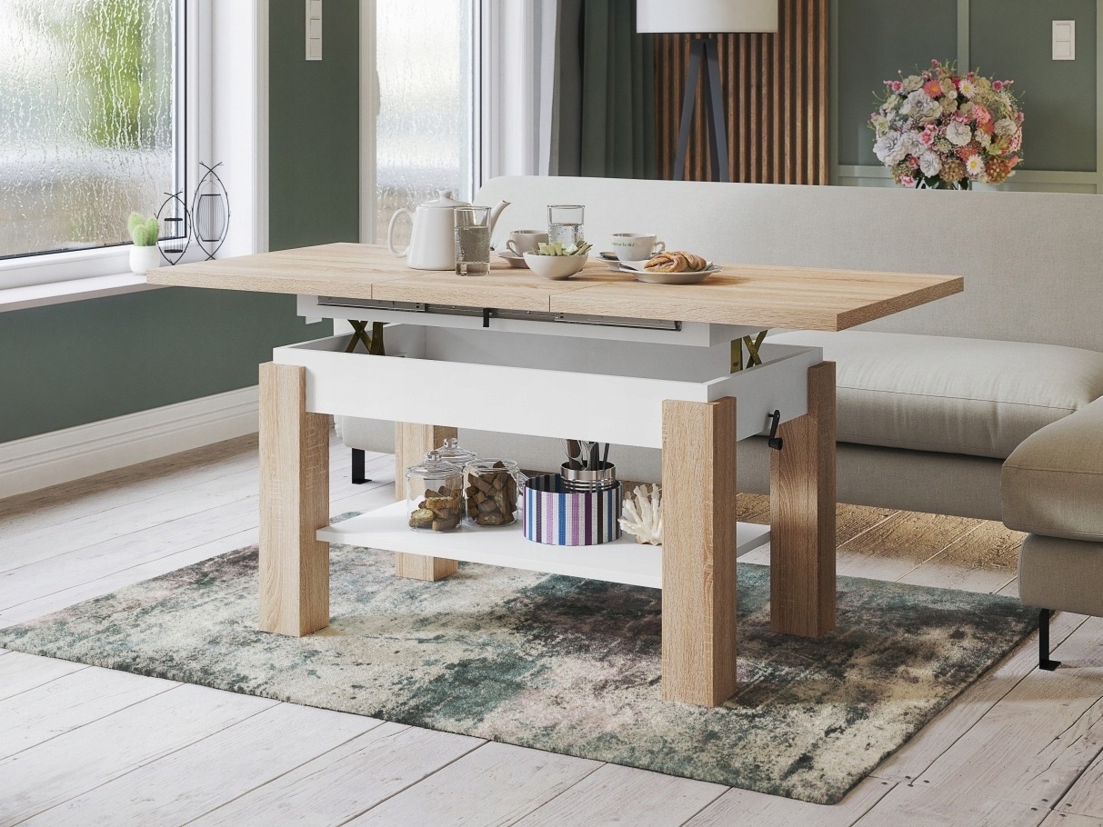 Table basse transformateur Glendale 100 (Sonoma chêne + Blanc)