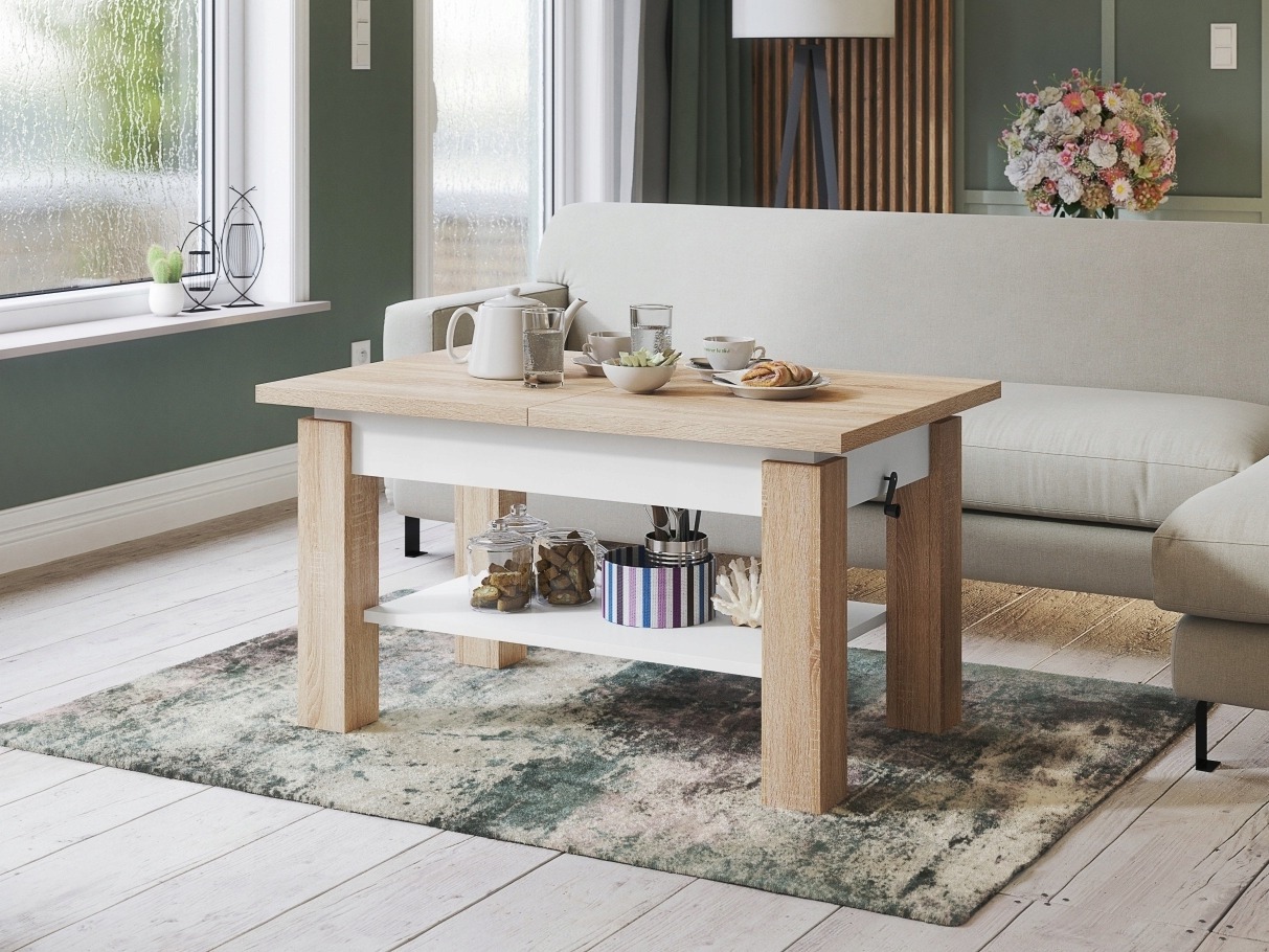 Table basse transformateur Glendale 100 (Sonoma chêne + Blanc)