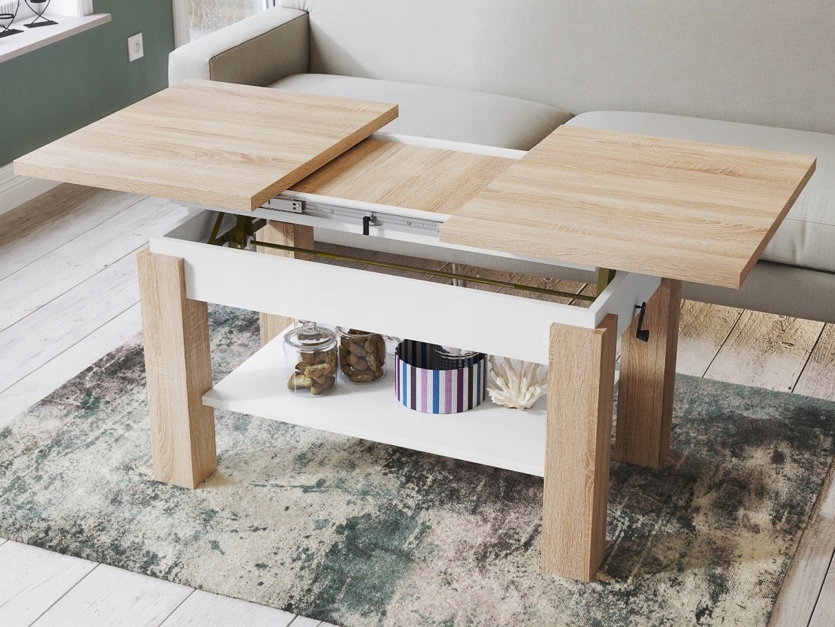 Table basse transformateur Glendale 100 (Sonoma chêne + Blanc)