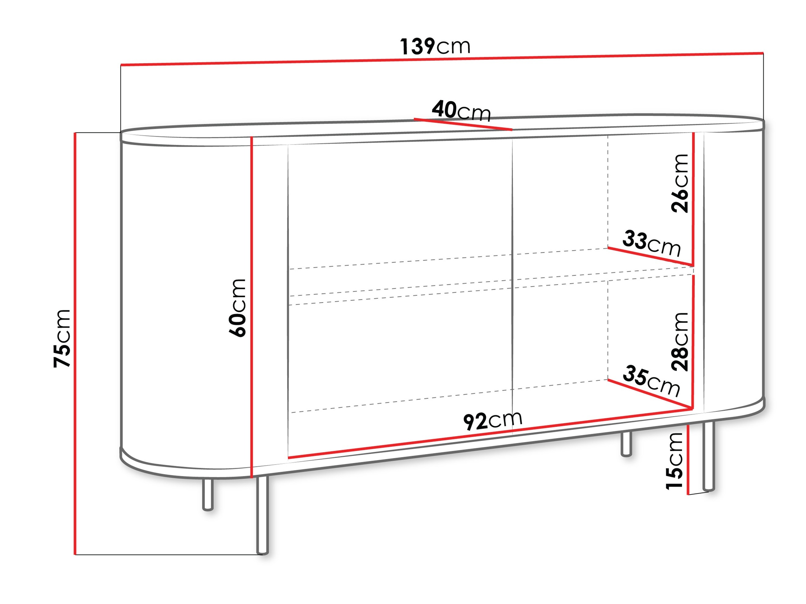 Buffet Comfivo Livtena (Marbre noir + Noir)