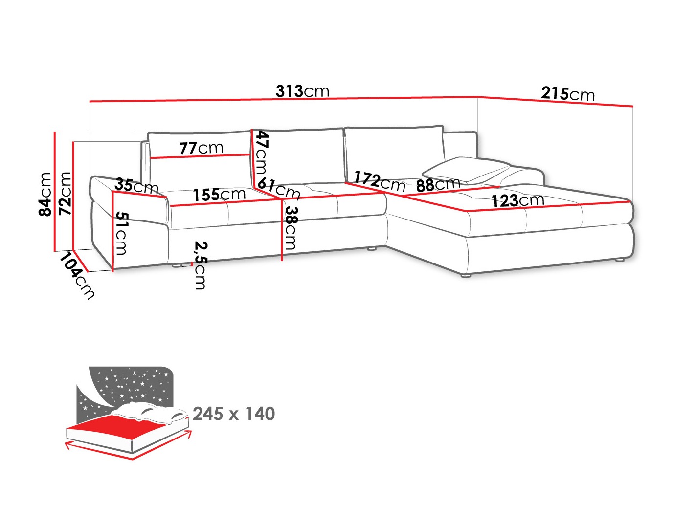 Canapé d'angle Memoria (Inari 91)