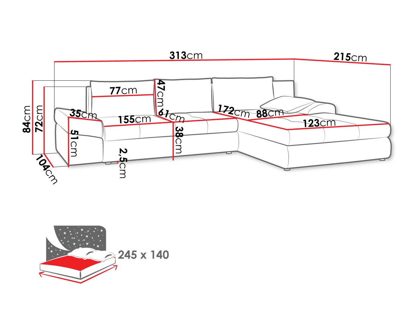 Canapé d'angle Memoria (Inari 95)