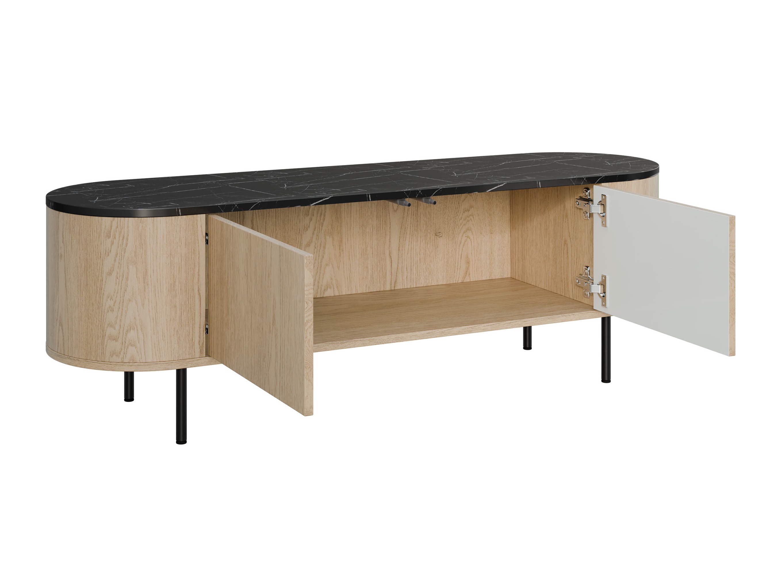 Meuble TV Comfivo Livtena (Marbre blanc + Doré)