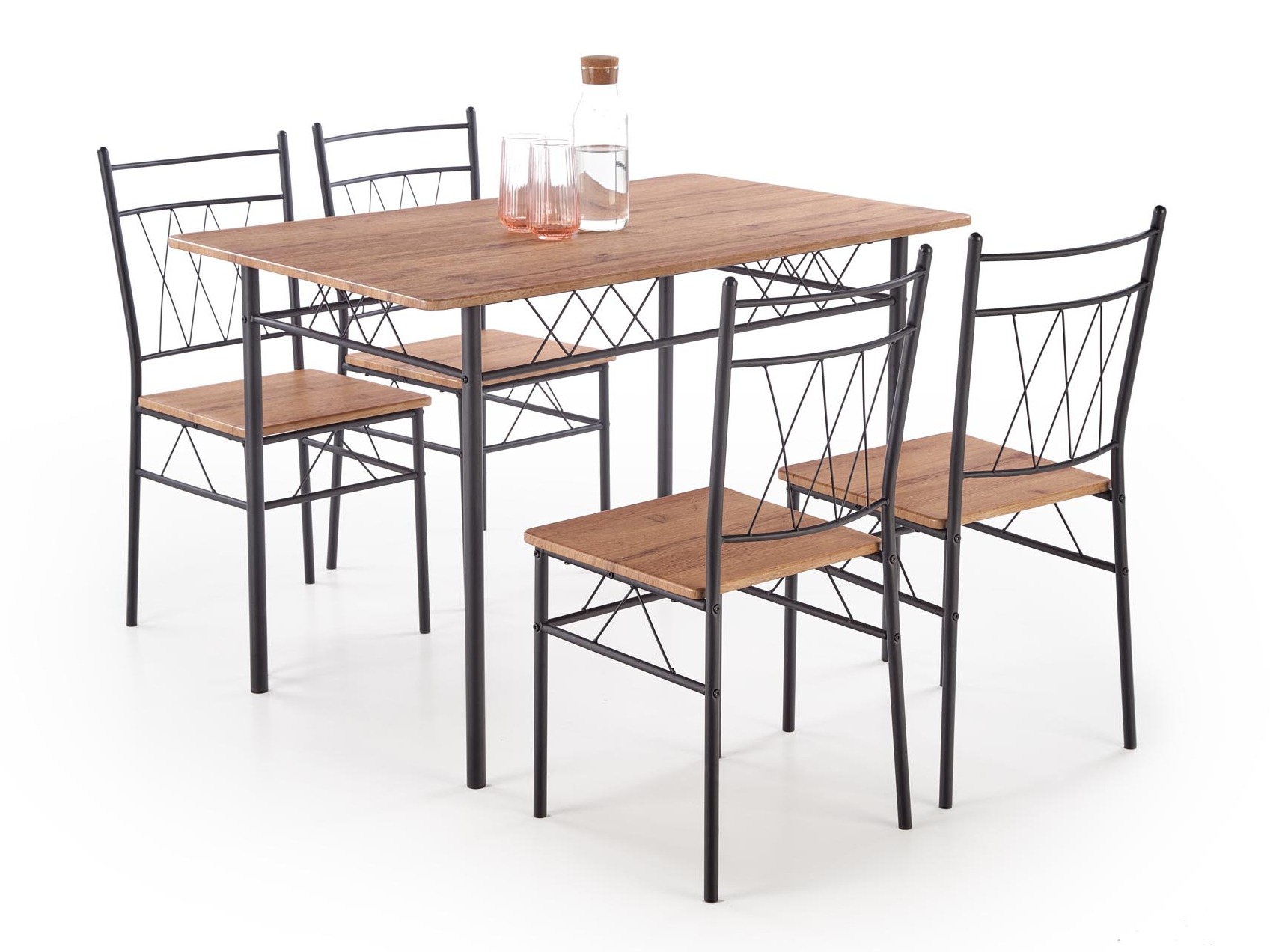 Salle à manger complète Houston 1251 (Chêne + Noir)