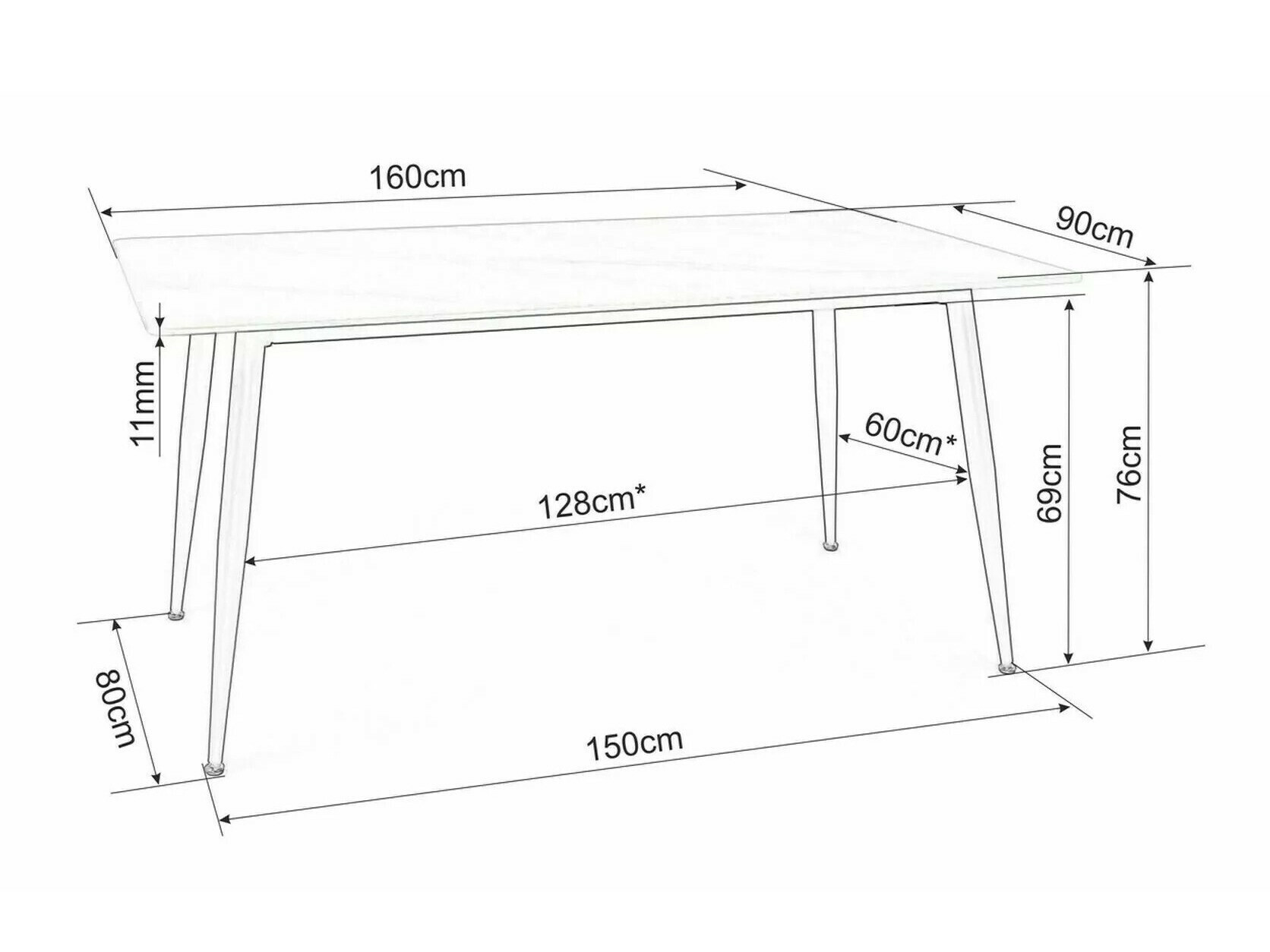 Table Detroit 803 (Marbre gris)