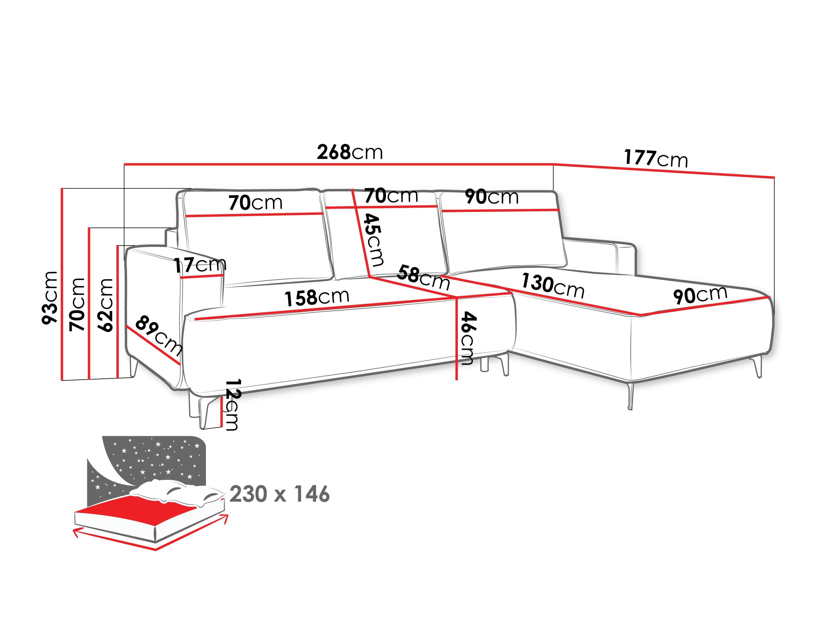 Canapé d'angle ComfiDream Lyraion (Castel 39)