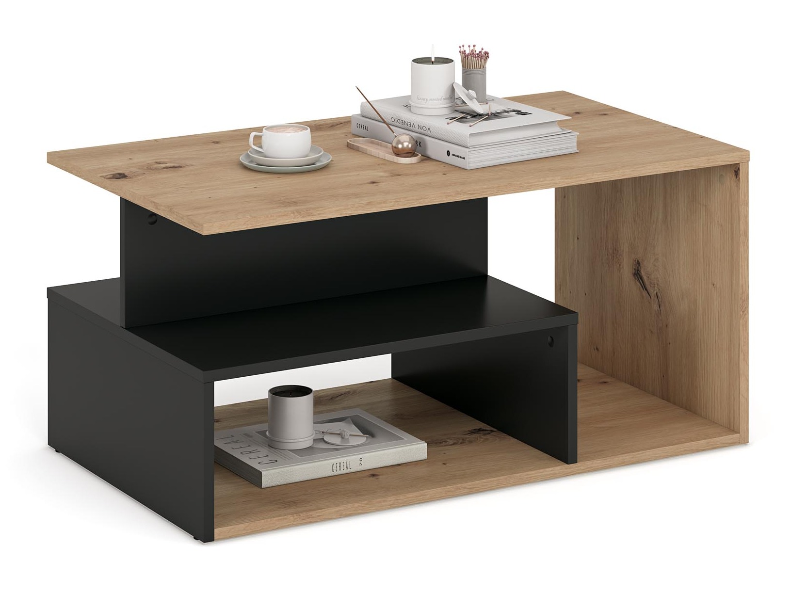 Table basse Houston 1991 (Noir + Chêne Artisan)