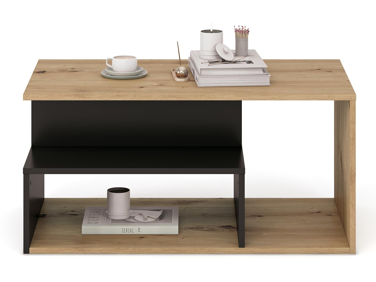 Table basse Houston 1991 (Noir + Chêne Artisan)