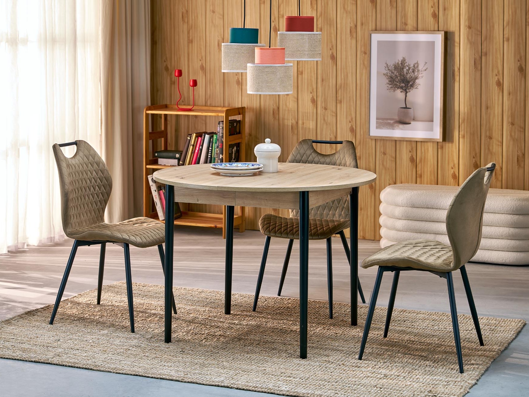 Table Houston 1990 (Noir + Chêne Artisan)