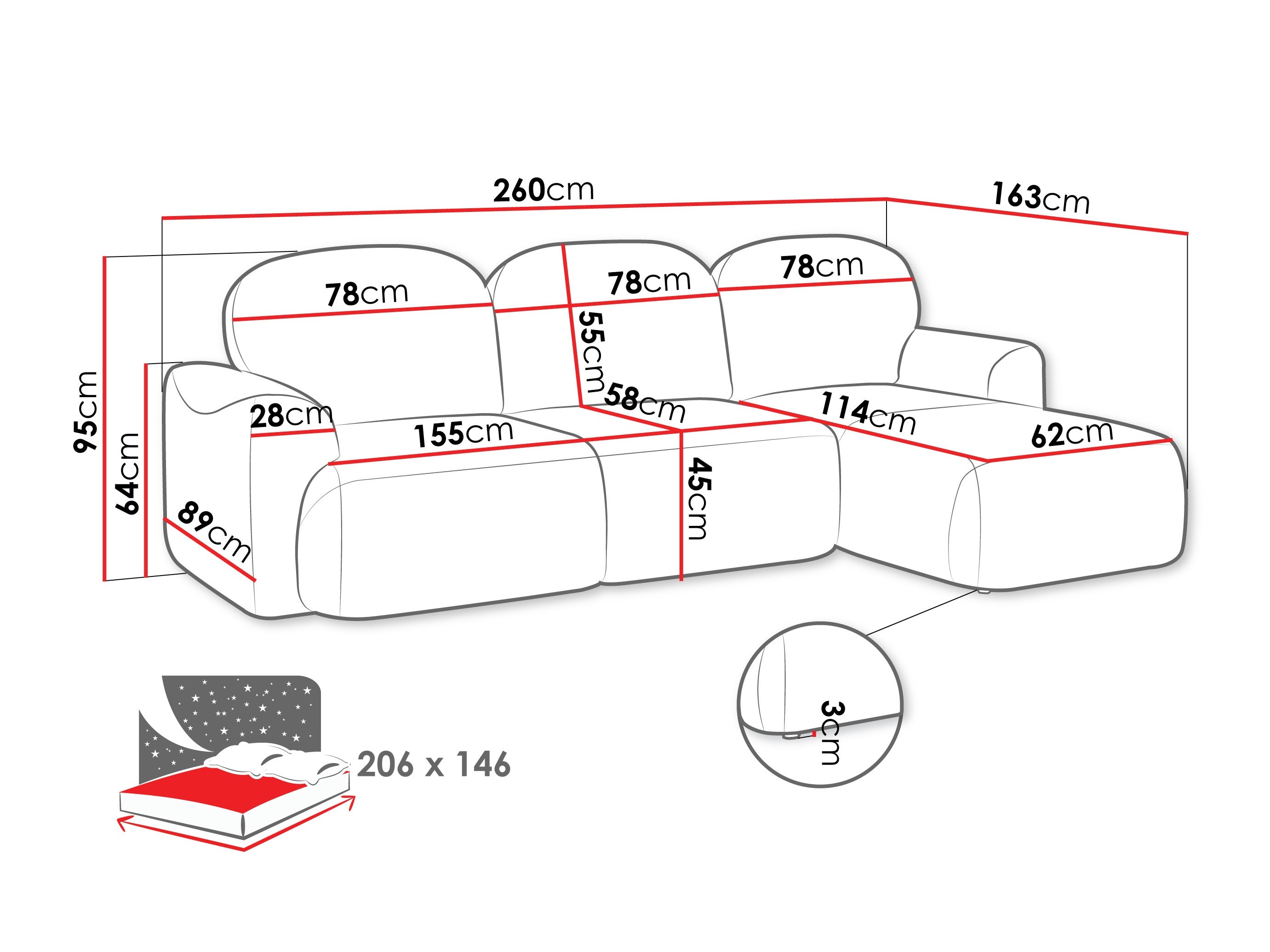Canapé d'angle ComfiDream Fjoruna (Cremona 96)