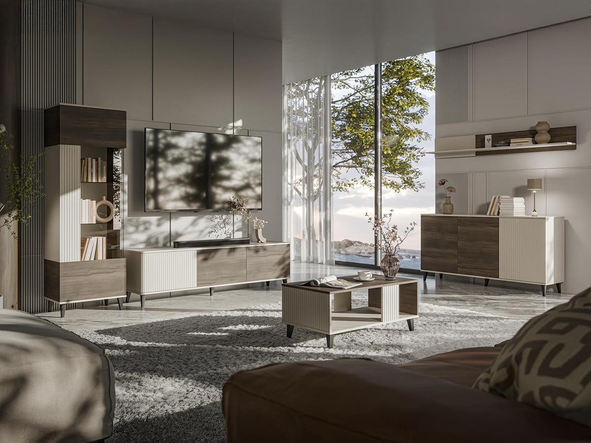Ensemble de salon Luelia 107 (Noyer + Cachemire)