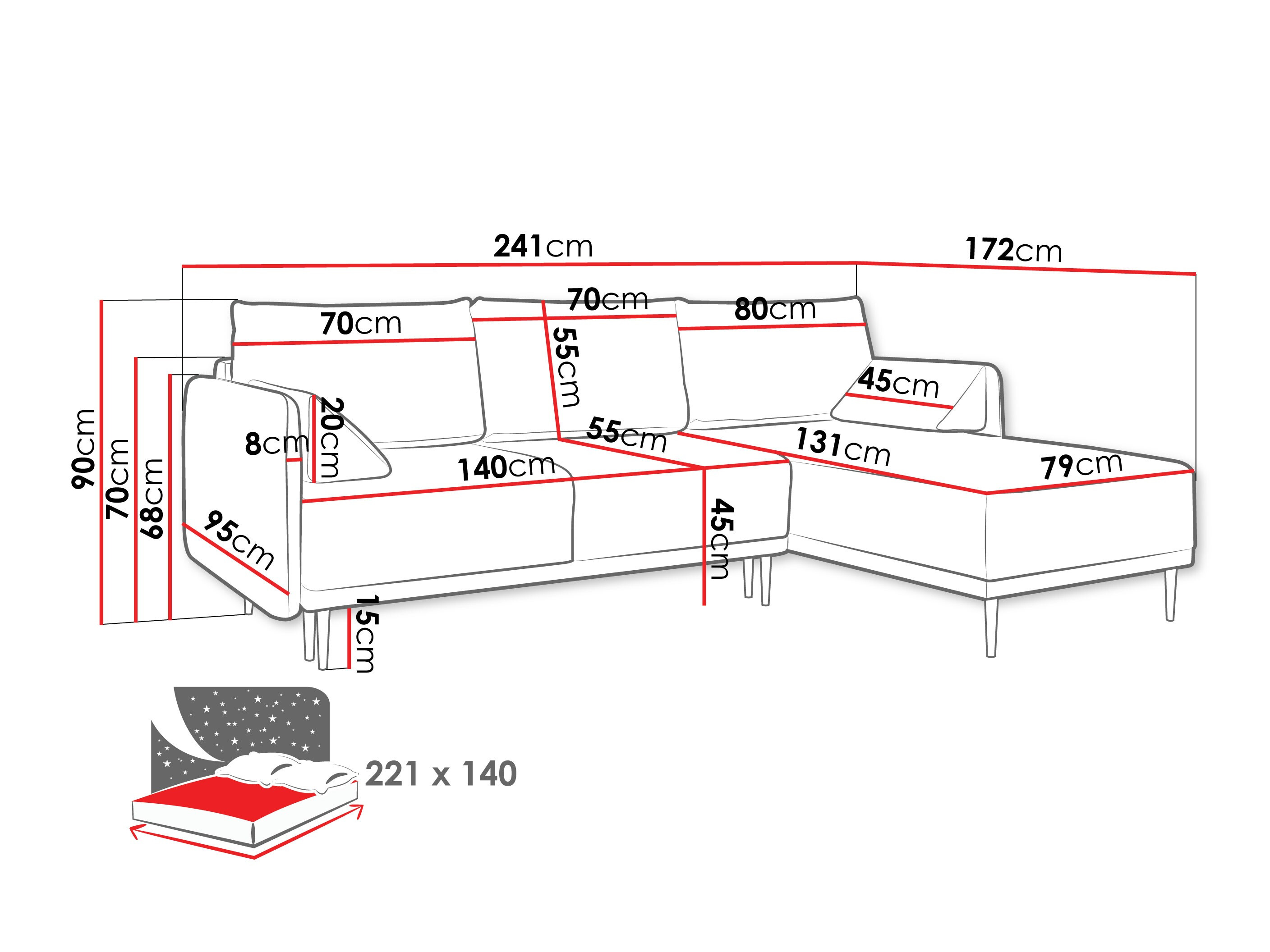Canapé d'angle ComfiDream Clarora (Sicuro 10)