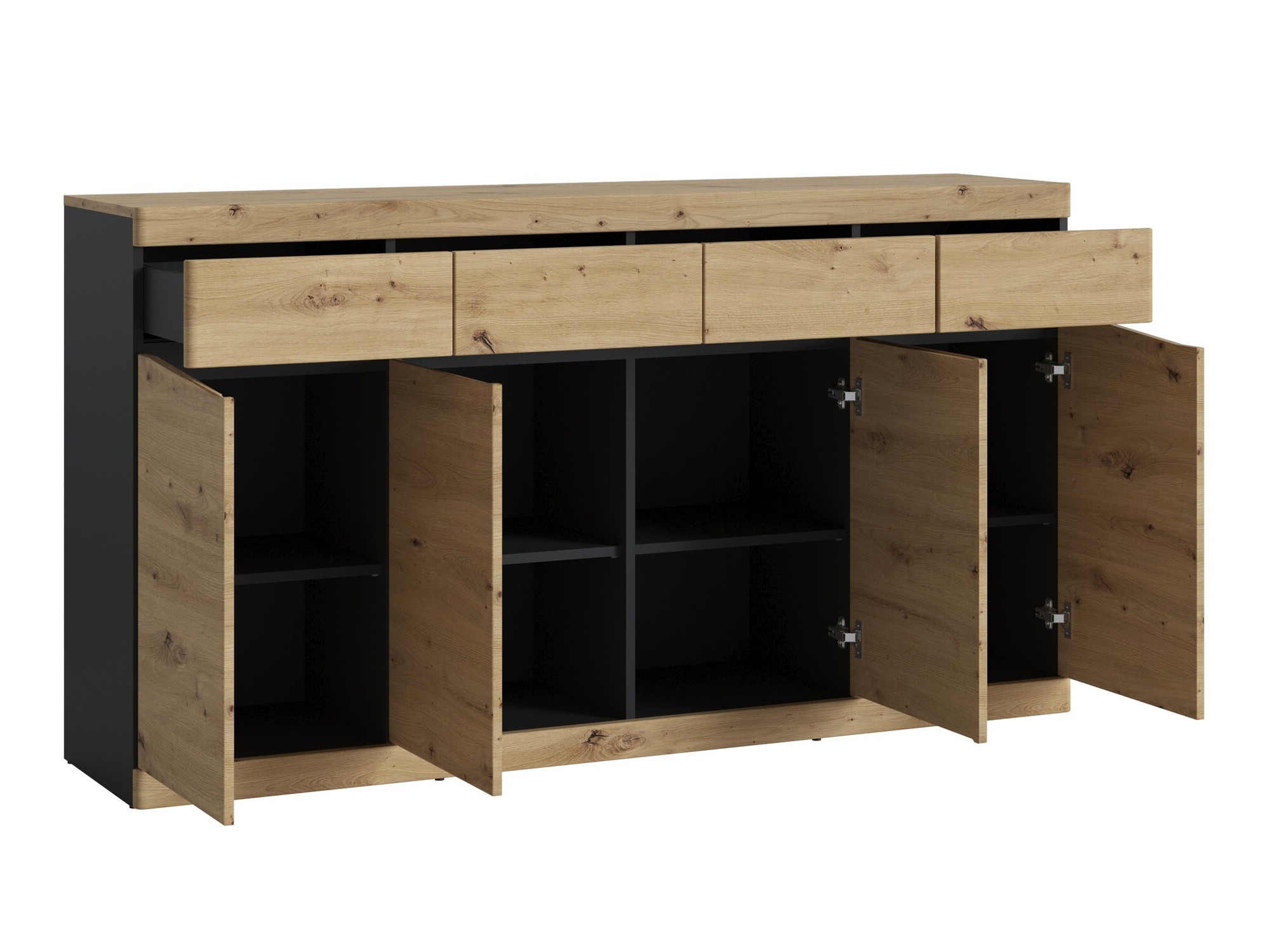 Commode Venlori 124 (Anthracite + Chêne Artisan)