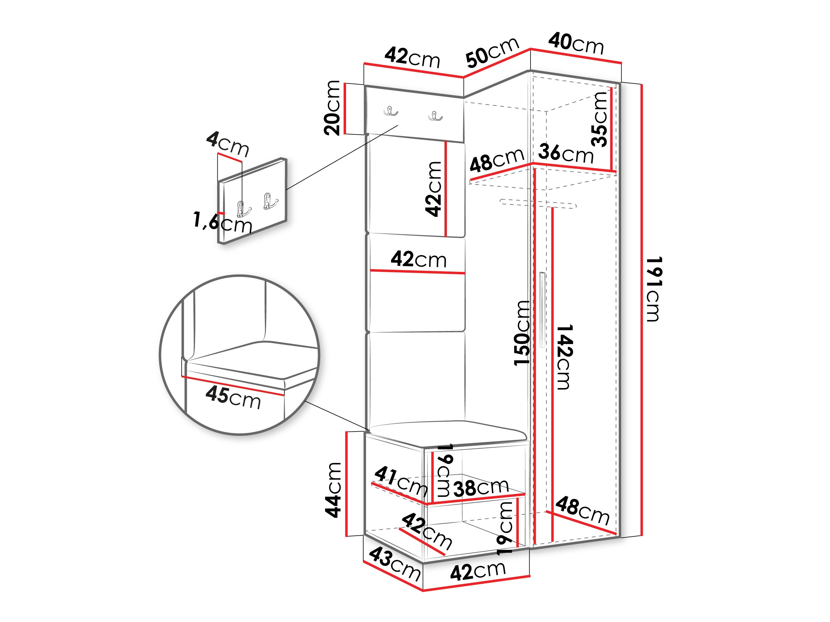 Meuble d'entrée Hartford 524 (Cachemire)