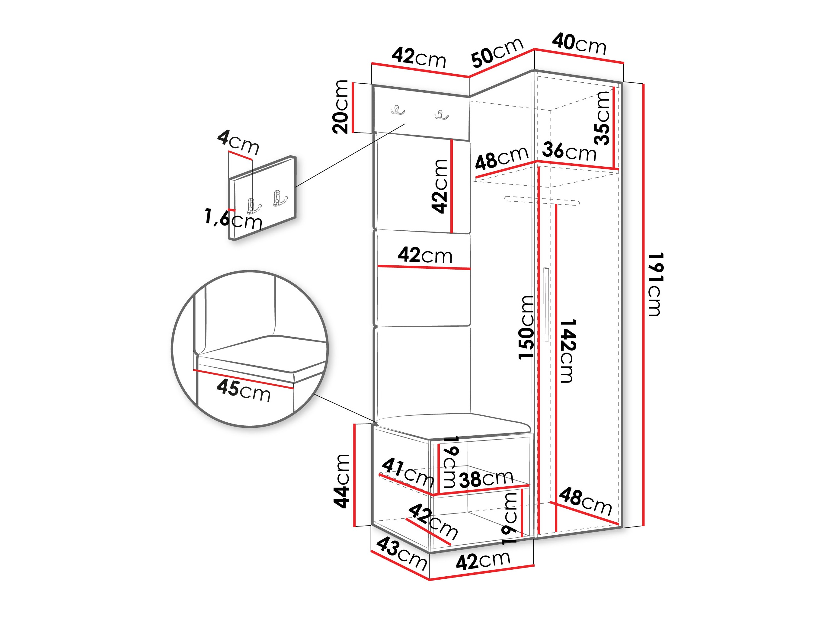 Meuble d'entrée Hartford 524 (Cachemire)