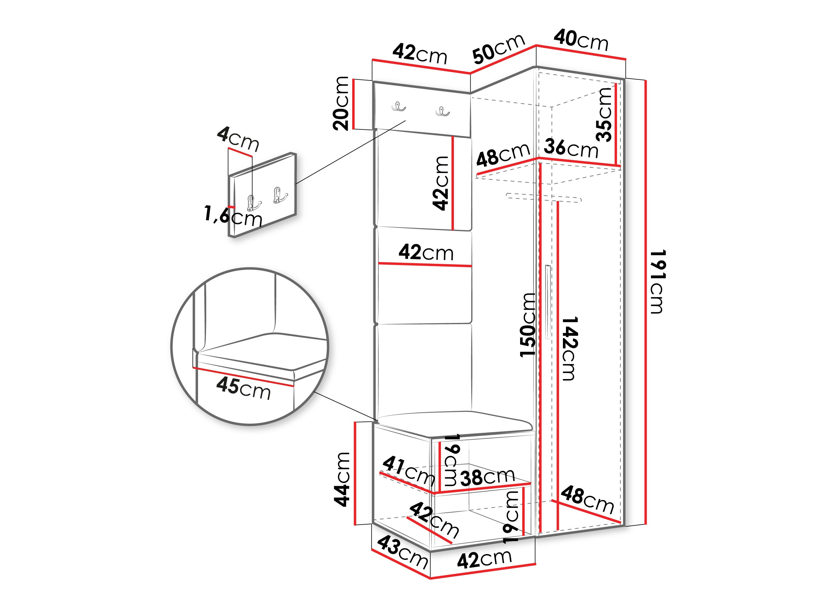 Meuble d'entrée Hartford 524 (Chêne Artisan)