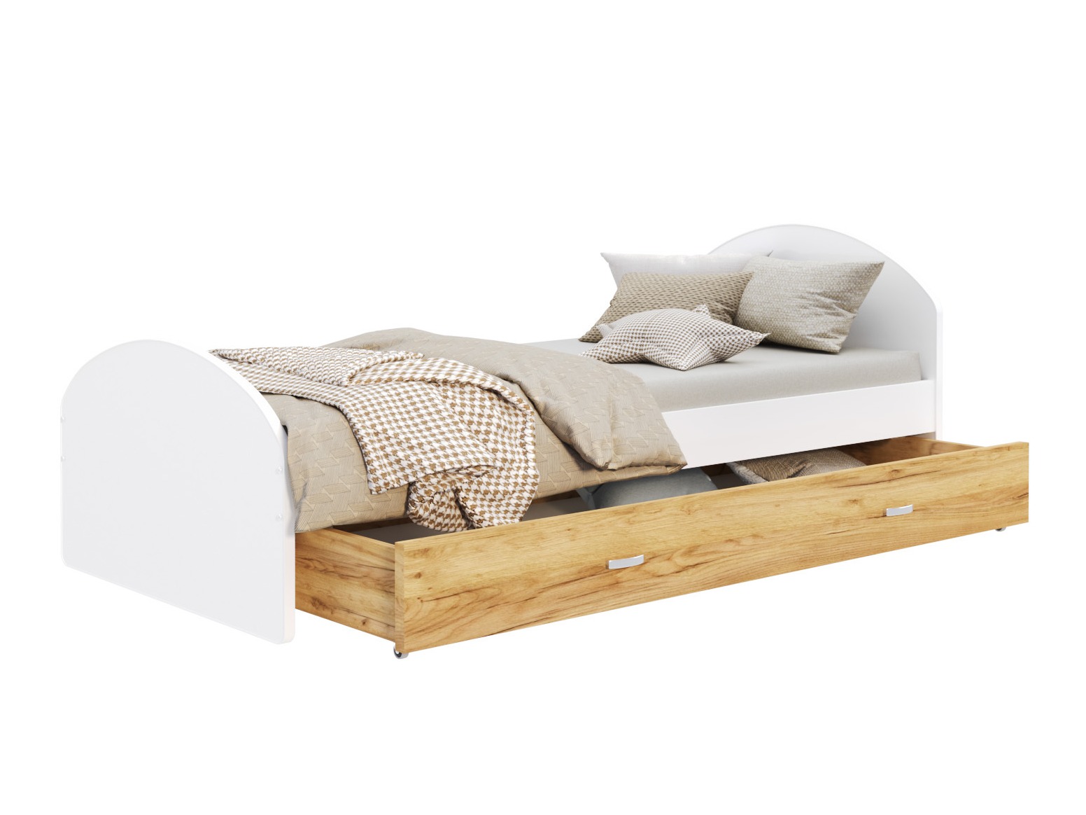 Lit Aurora 177 (Blanc + Craft chêne)