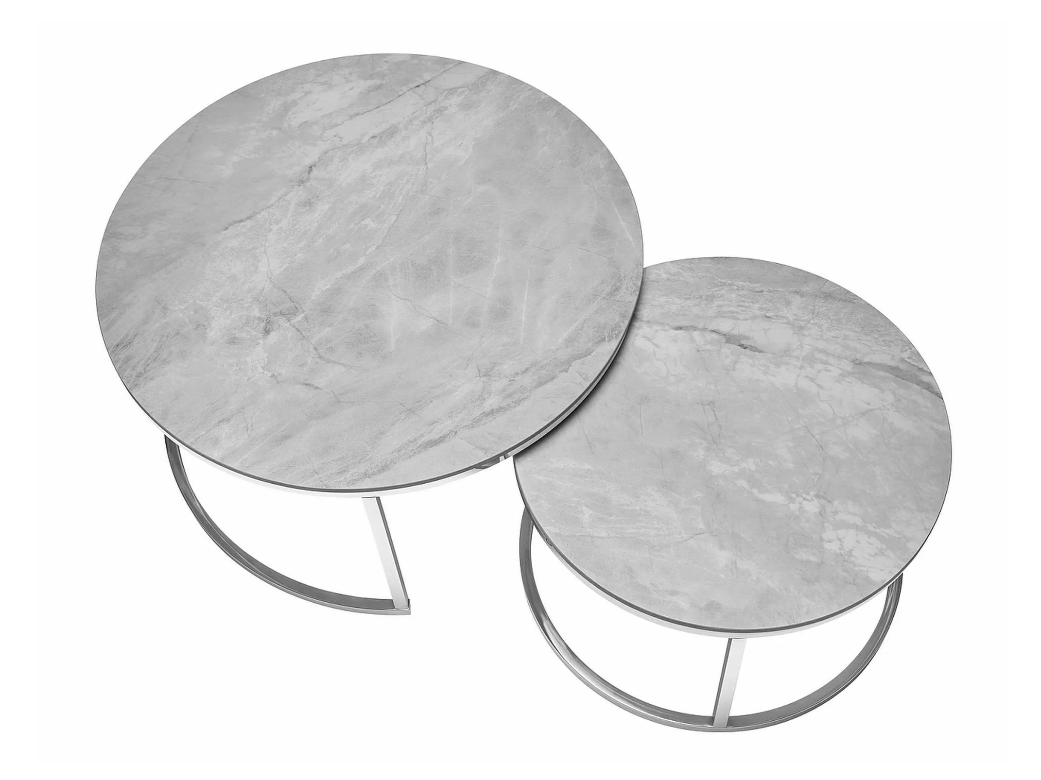 Ensemble tables basses Detroit 676 (Marbre gris + Argent)