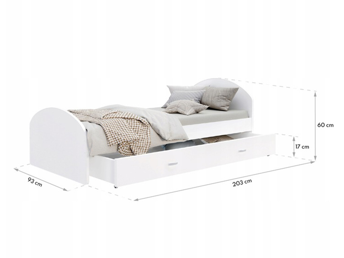 Lit Aurora 177 (Blanc + Craft chêne)