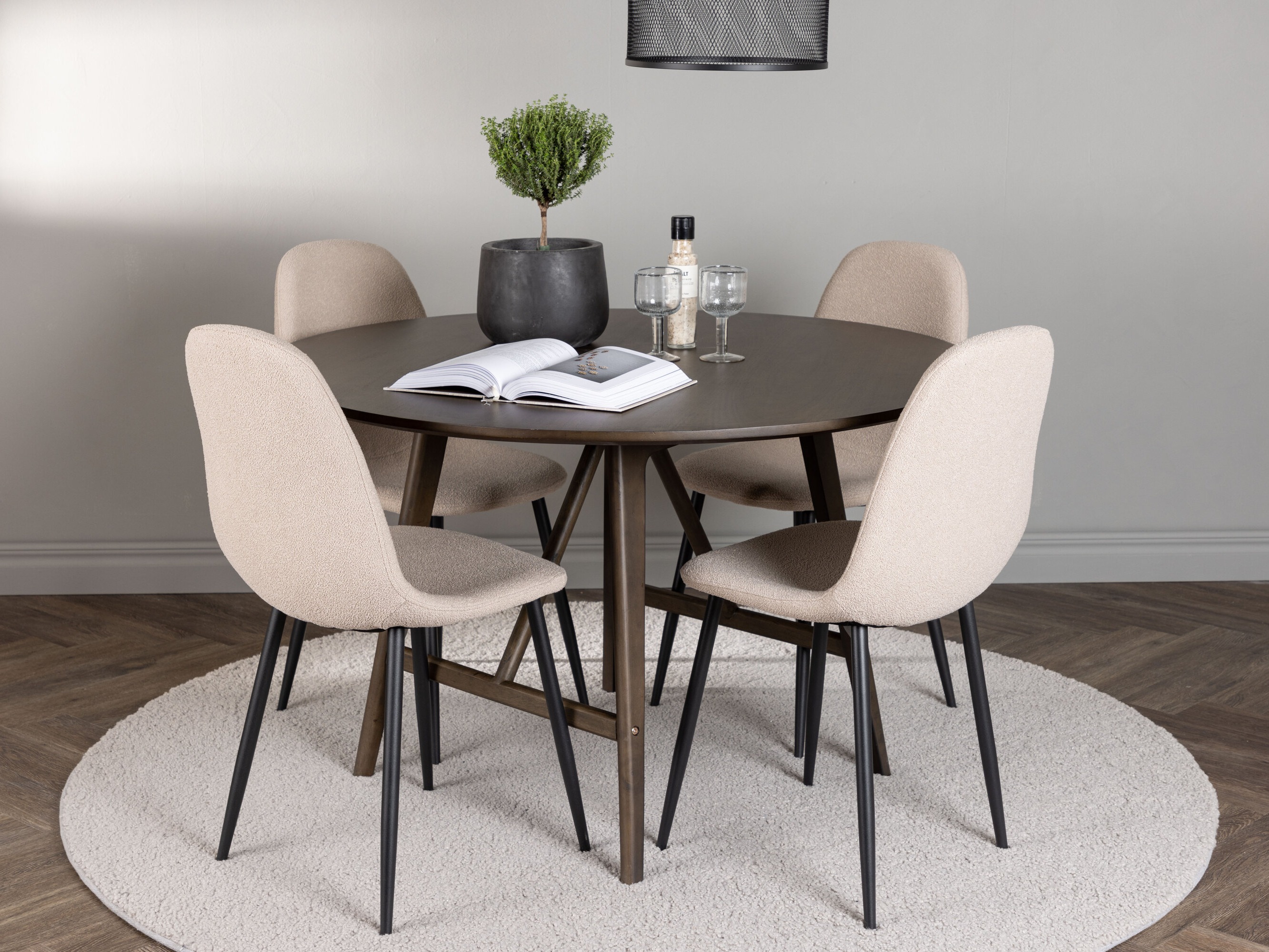 Salle à manger complète Dallas 4887 (Noir + Beige)