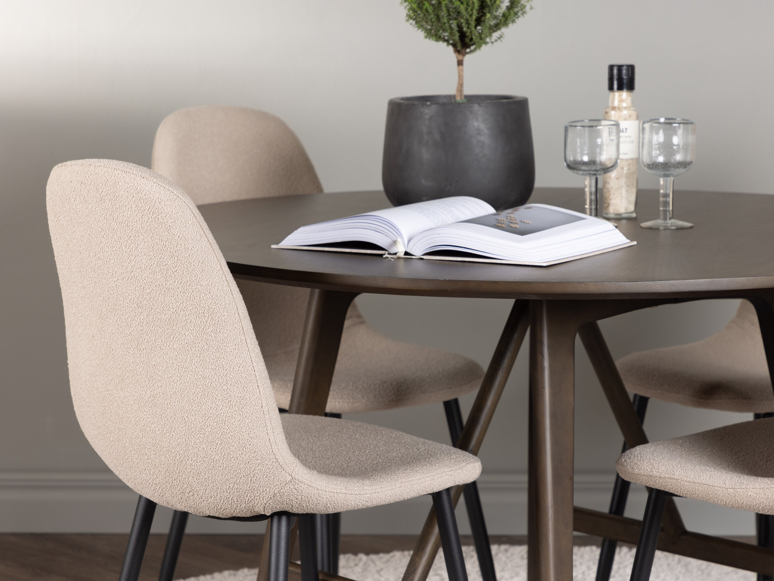 Salle à manger complète Dallas 4887 (Noir + Beige)