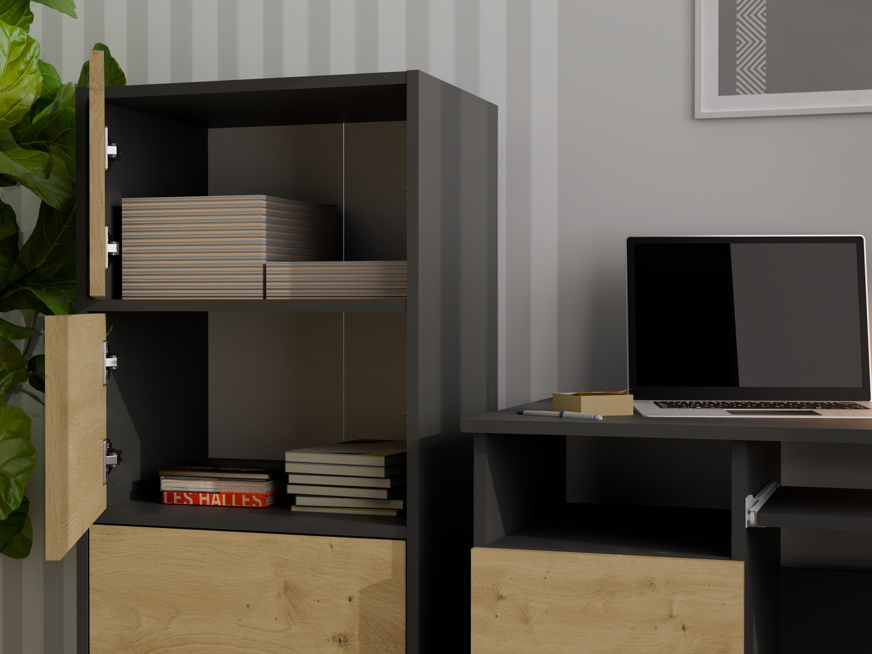 Buffet Mandeville 298 (Anthracite + Chêne Artisan)
