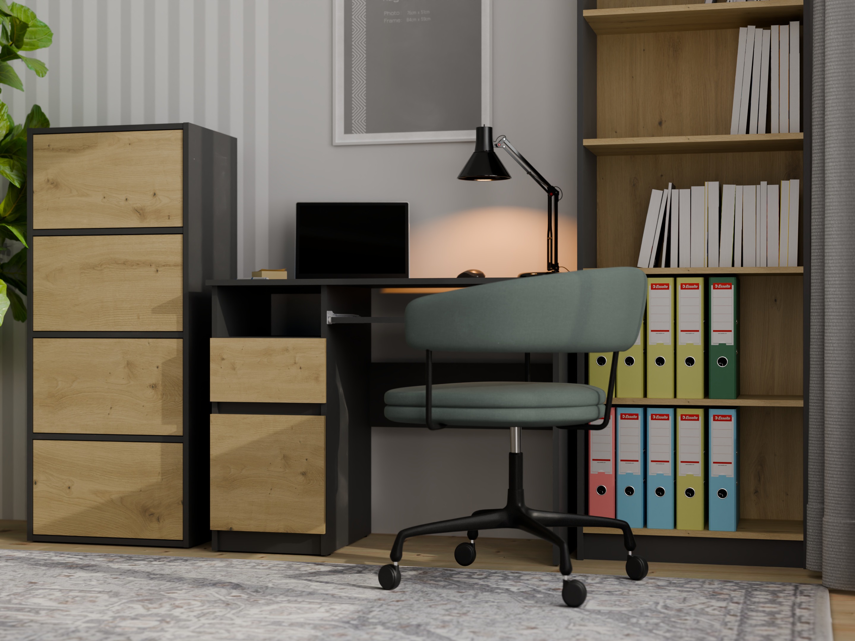 Buffet Mandeville 298 (Anthracite + Chêne Artisan)