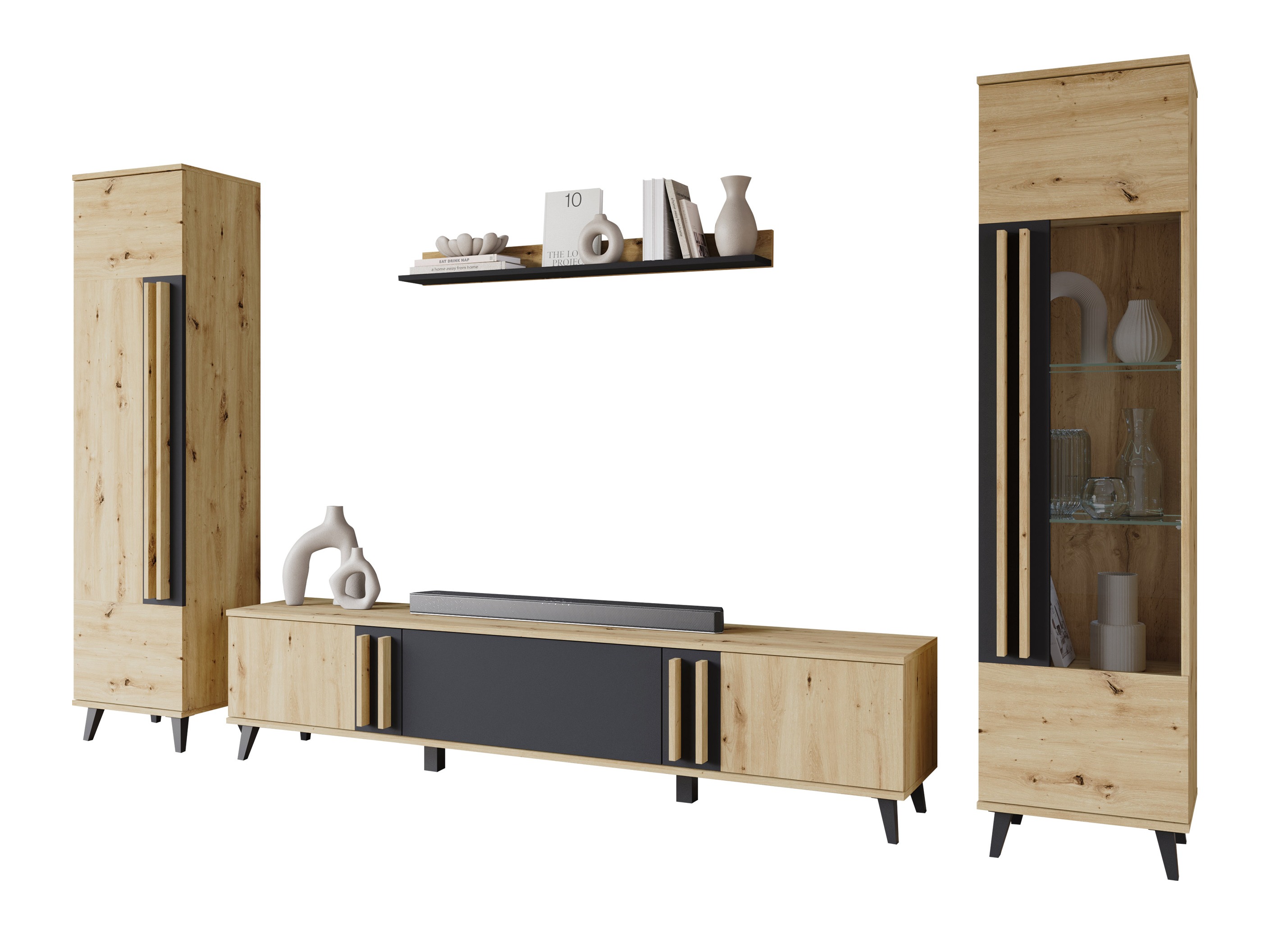 Ensemble de salon Facetor II (Chêne Artisan + Graphite)