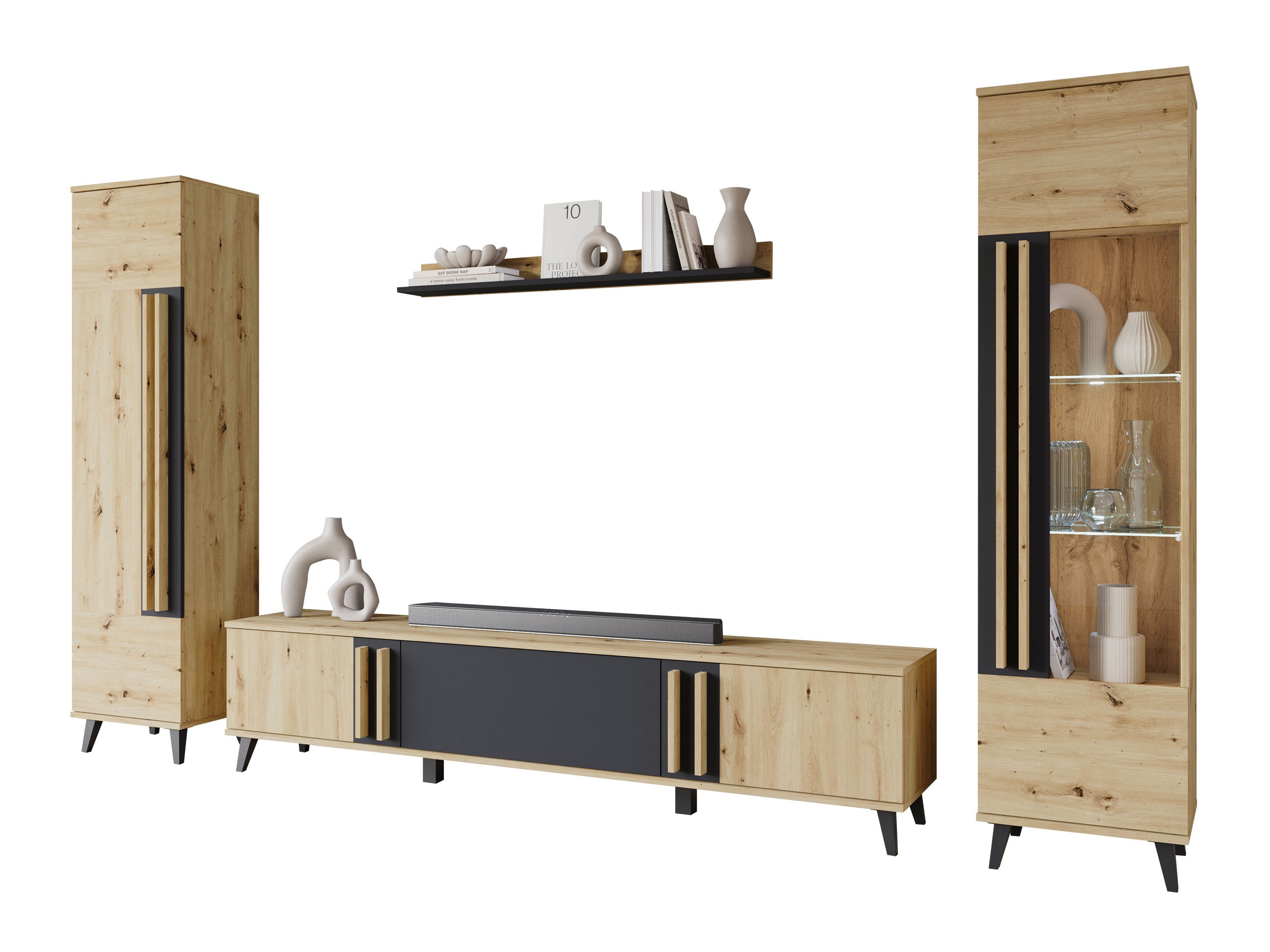 Ensemble de salon Facetor II (Chêne Artisan + Graphite)