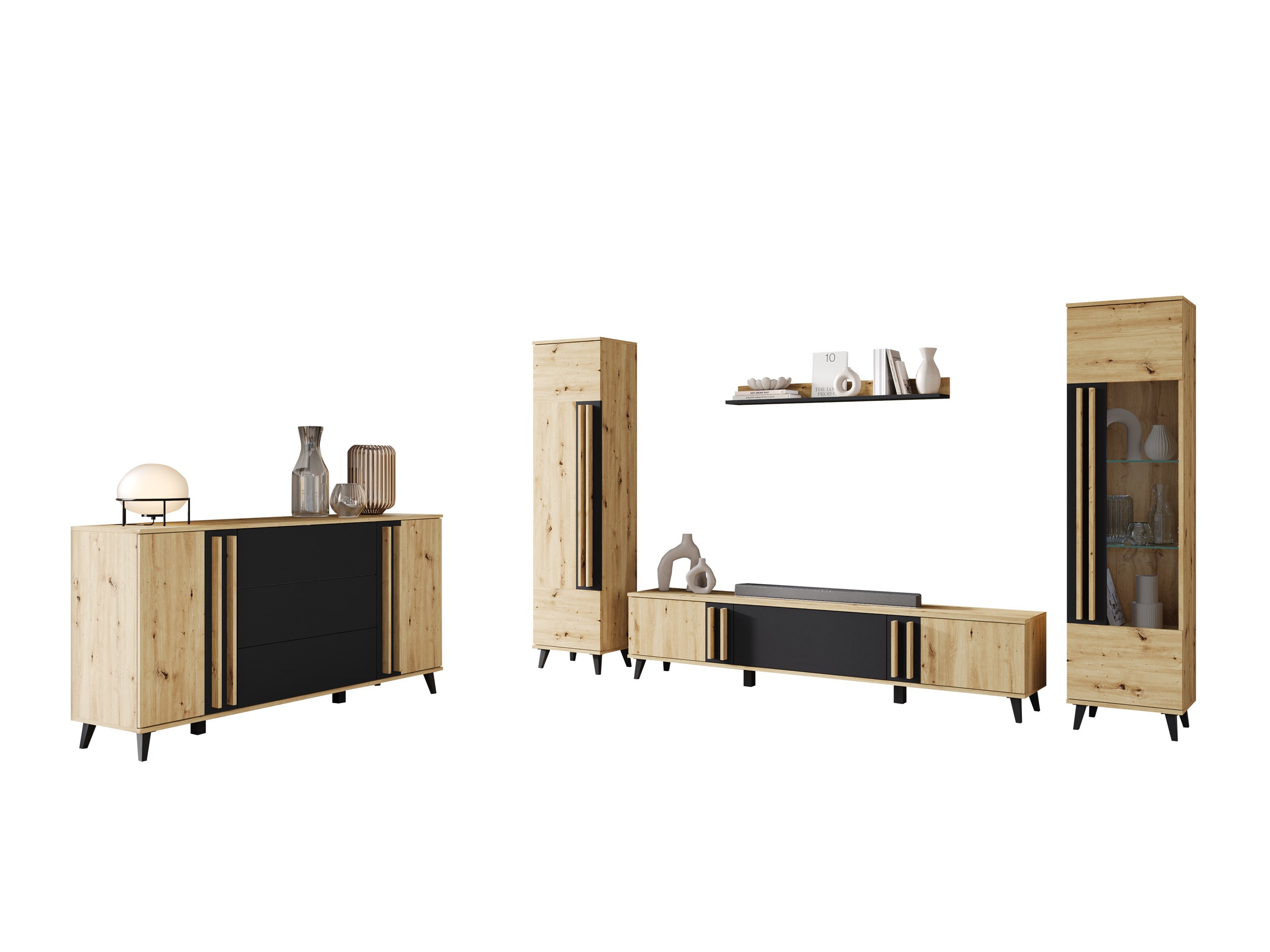 Ensemble de salon Facetor IV (Chêne Artisan + Graphite)