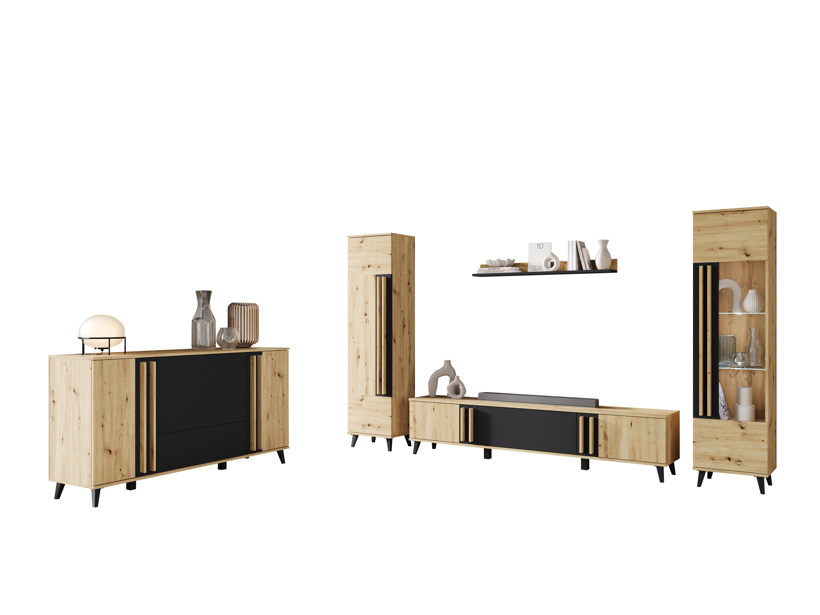 Ensemble de salon Facetor IV (Chêne Artisan + Graphite)