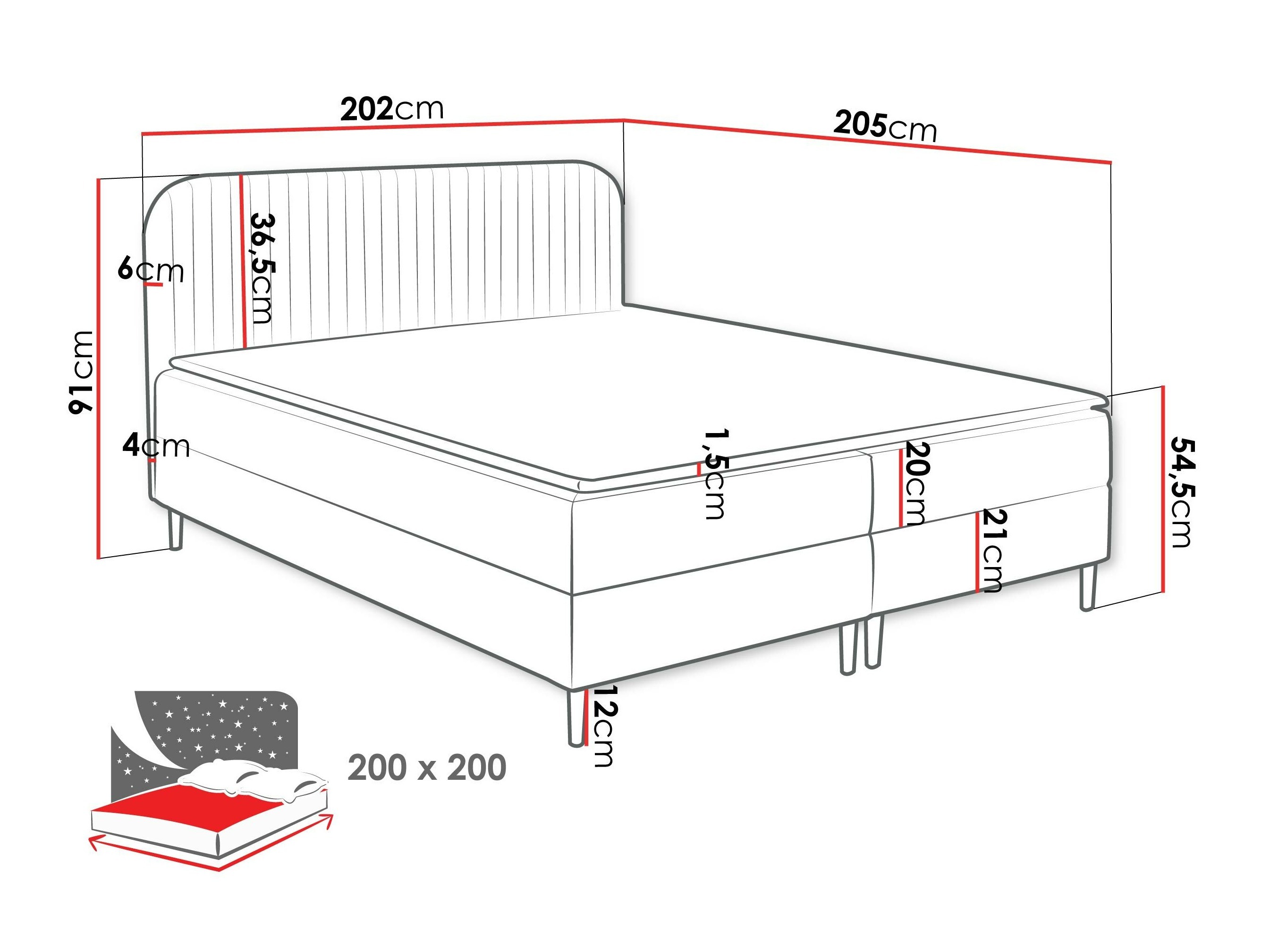 Lit boxspring Rivus (Coral 15)