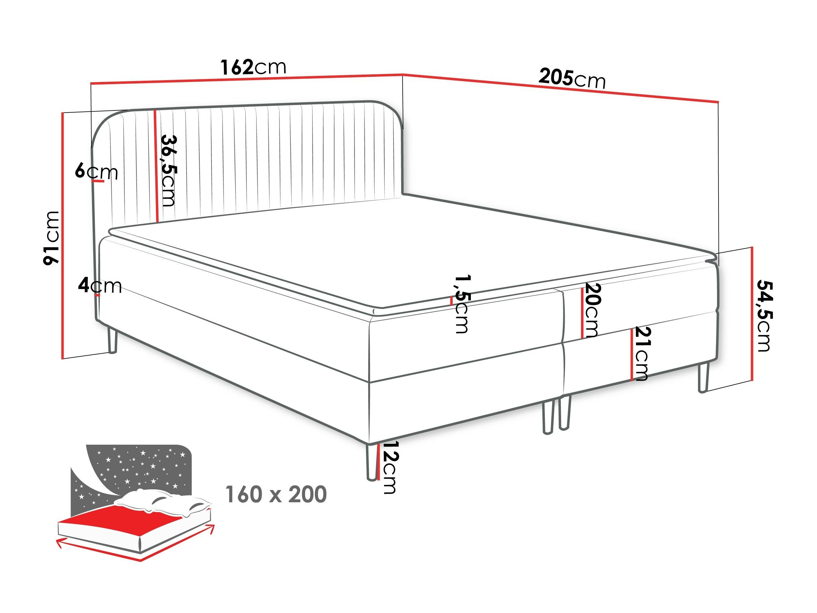 Lit boxspring Rivus (Coral 75)
