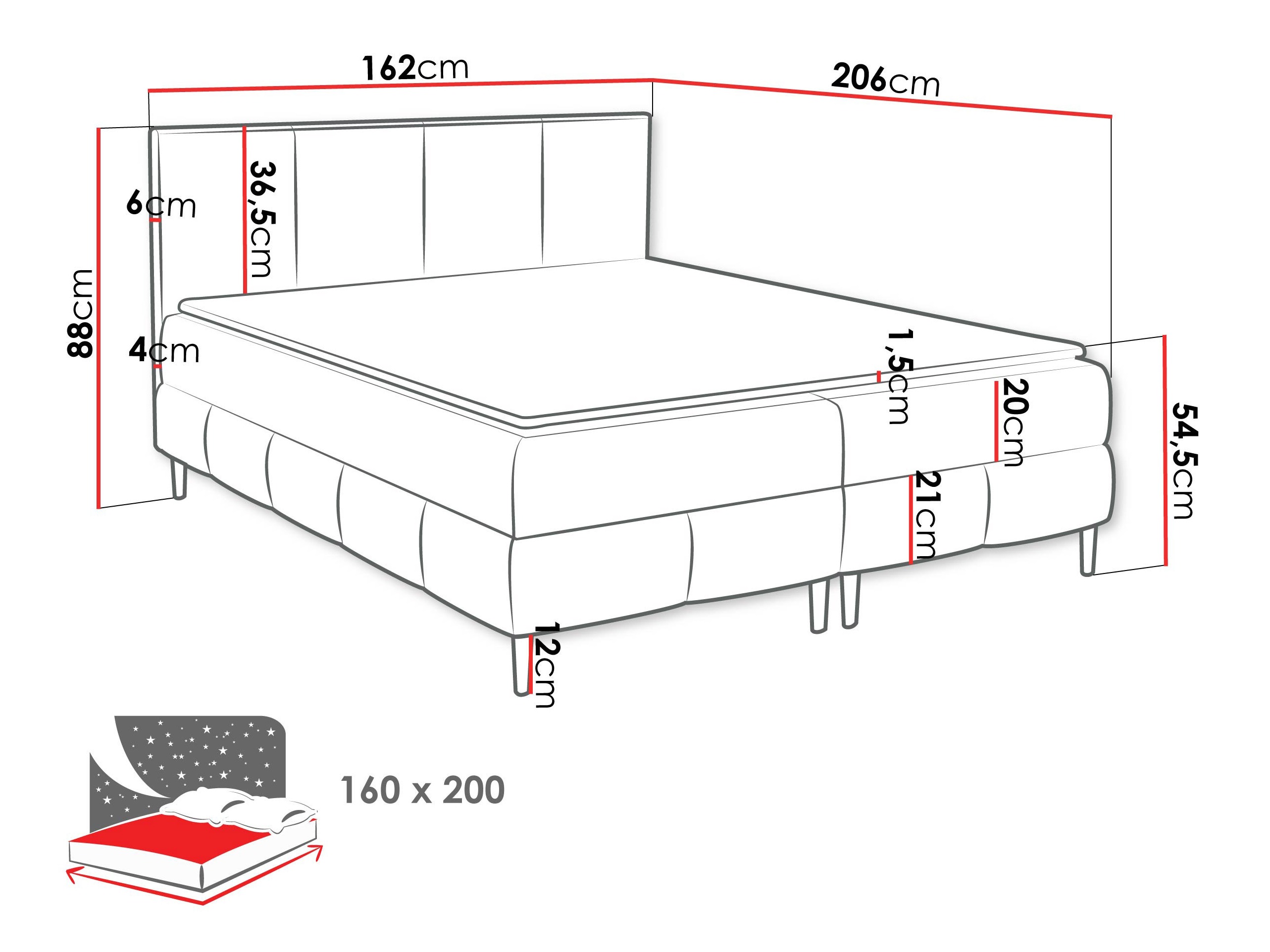 Lit boxspring Rivus I (Coral 10)