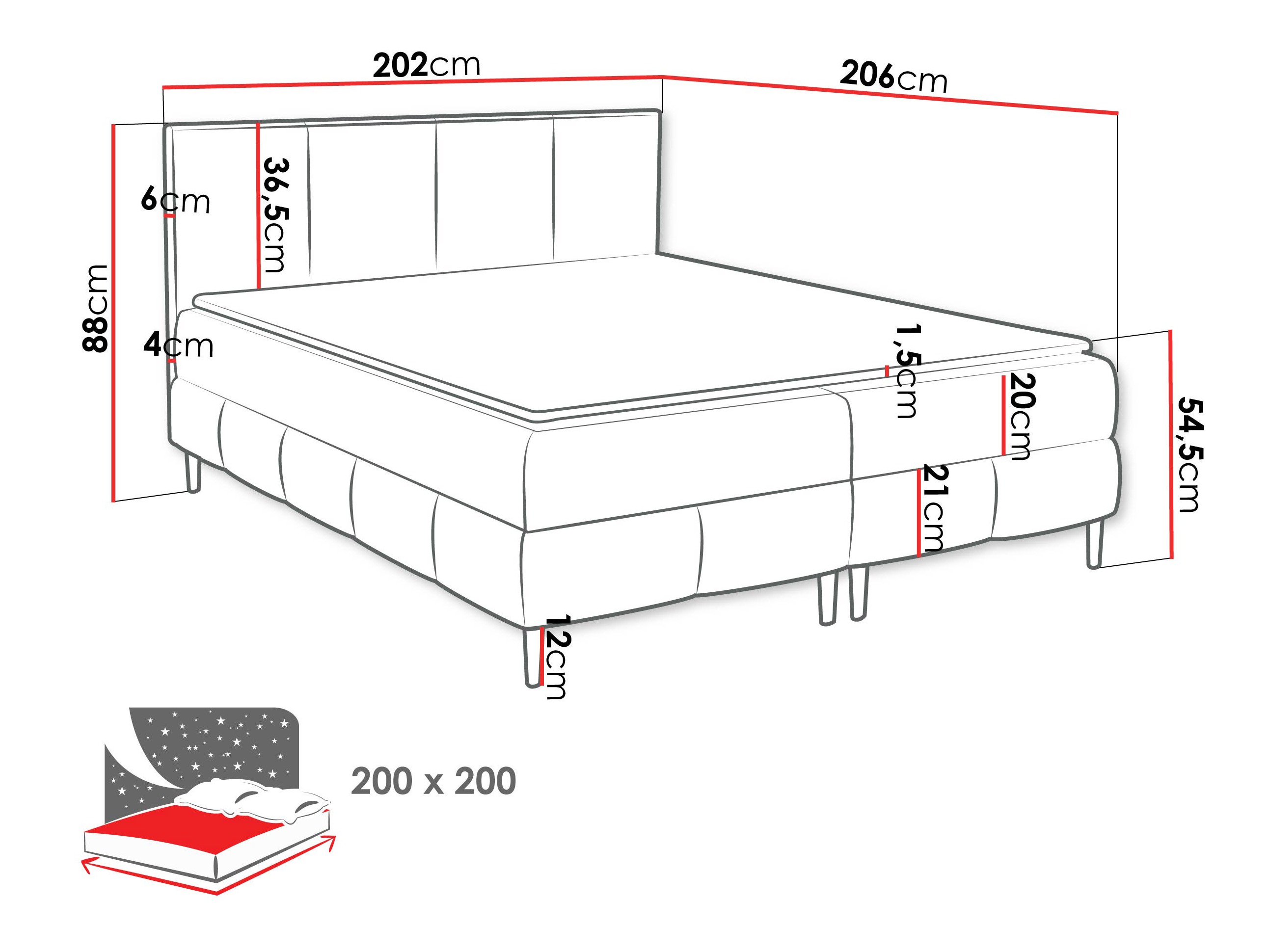 Lit boxspring Rivus I (Coral 10)