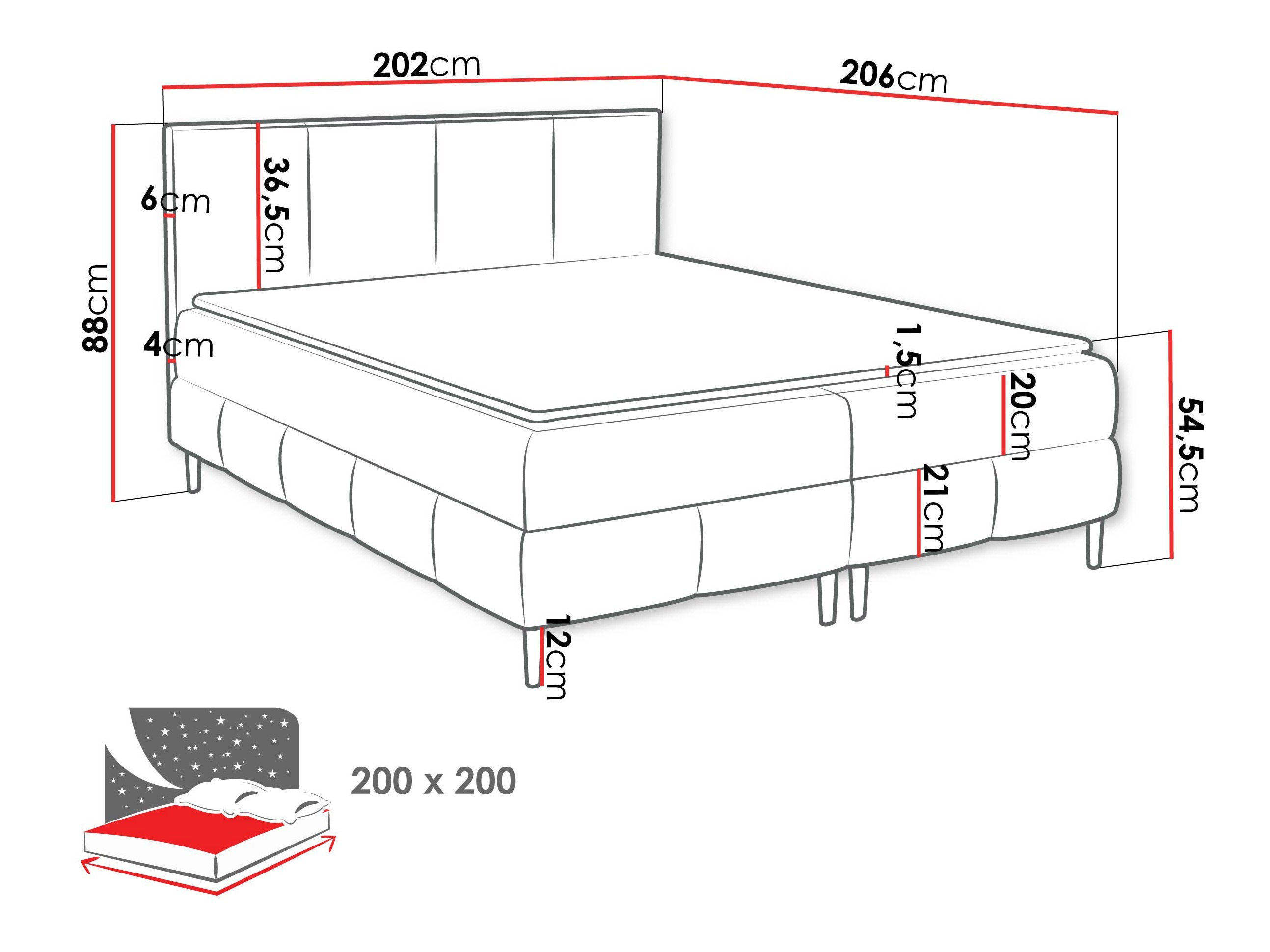 Lit boxspring Rivus I (Coral 15)