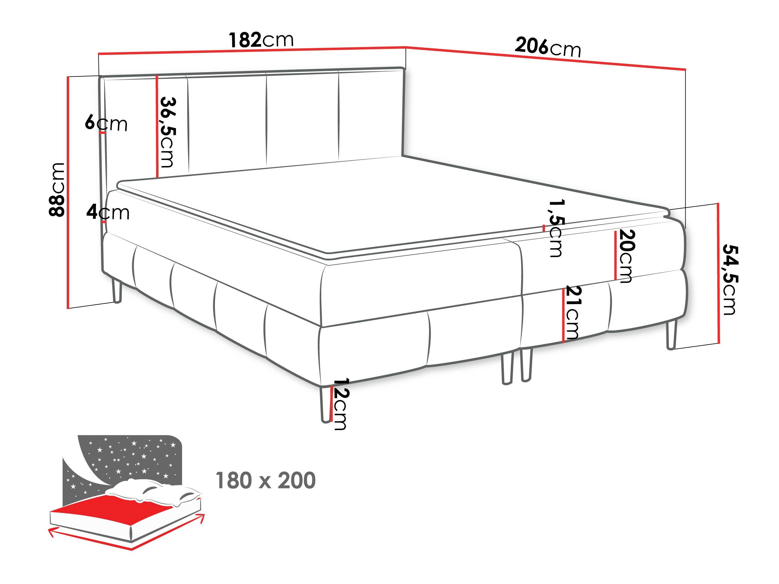 Lit boxspring Rivus I (Coral 35)