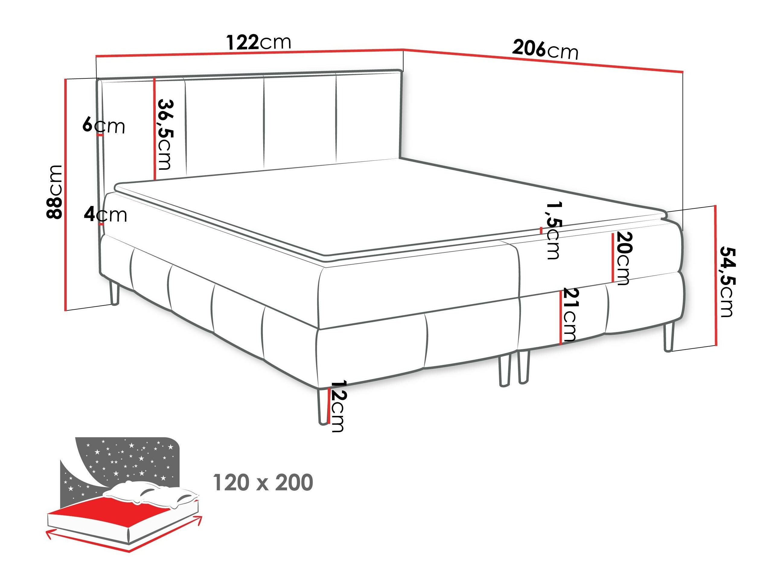 Lit boxspring Rivus I (Coral 50)