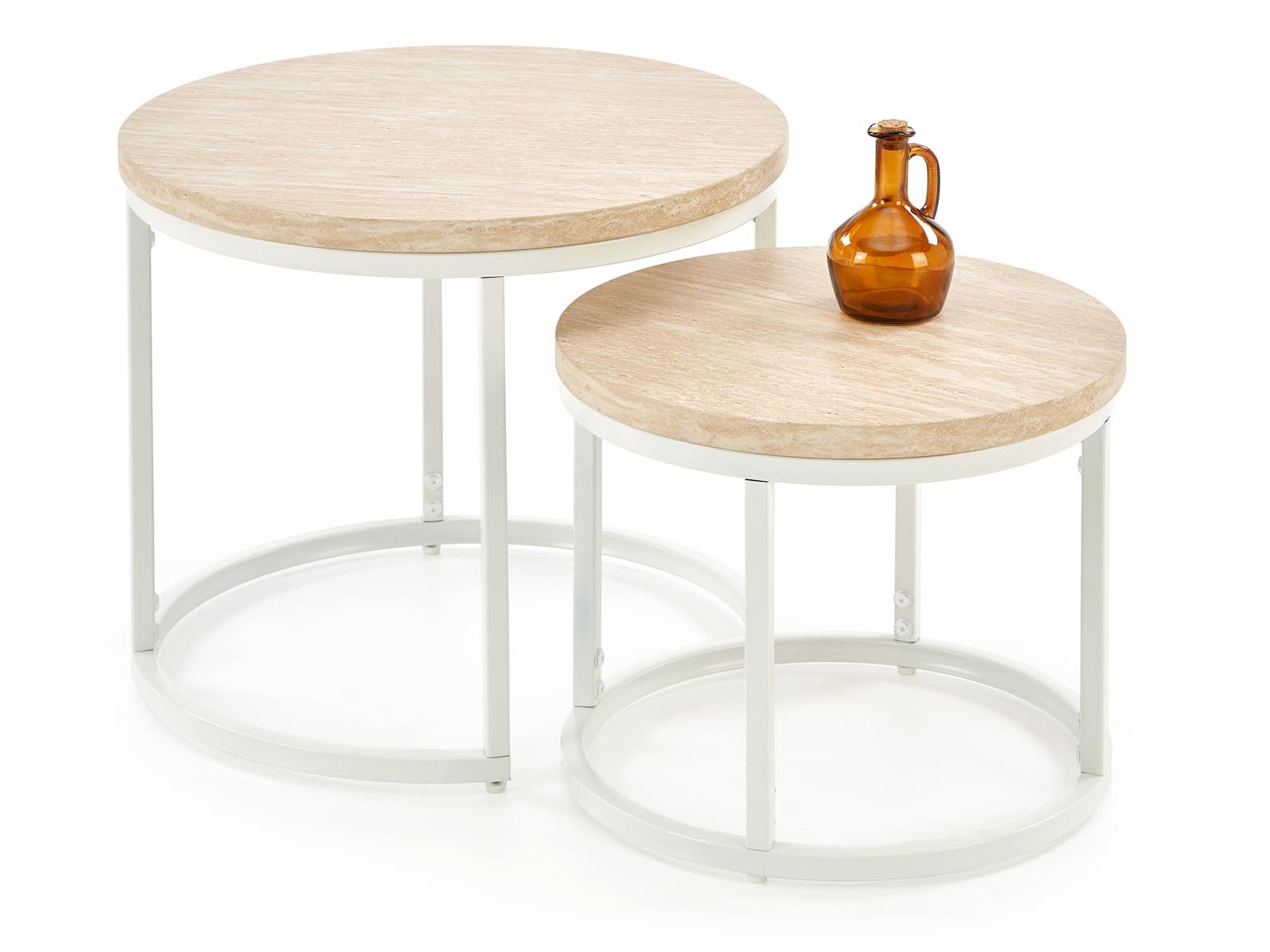 Ensemble tables basses Houston 951 (Travertin clair + Blanc)