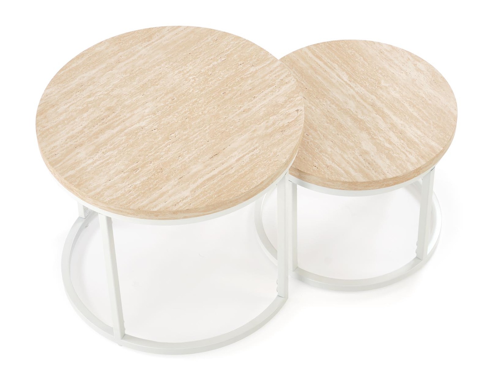 Ensemble tables basses Houston 951 (Travertin clair + Blanc)