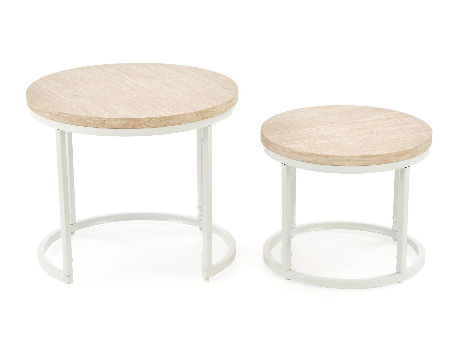 Ensemble tables basses Houston 951 (Travertin clair + Blanc)