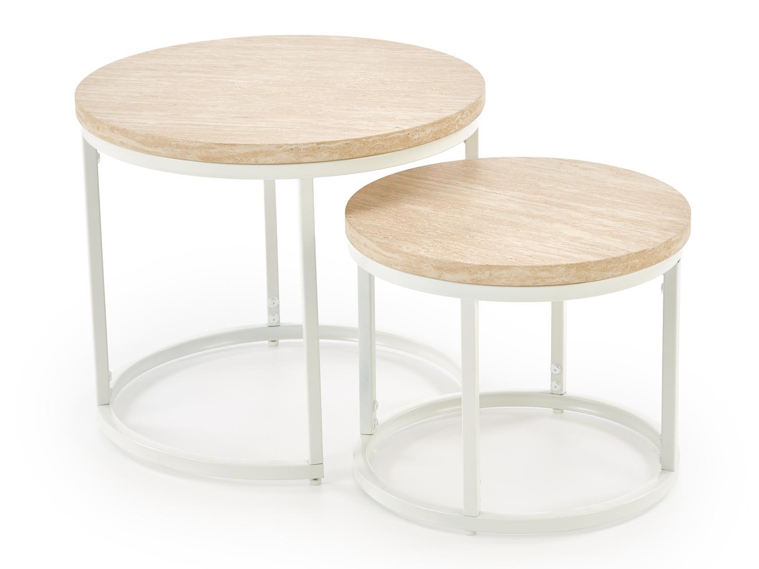Ensemble tables basses Houston 951 (Travertin clair + Blanc)