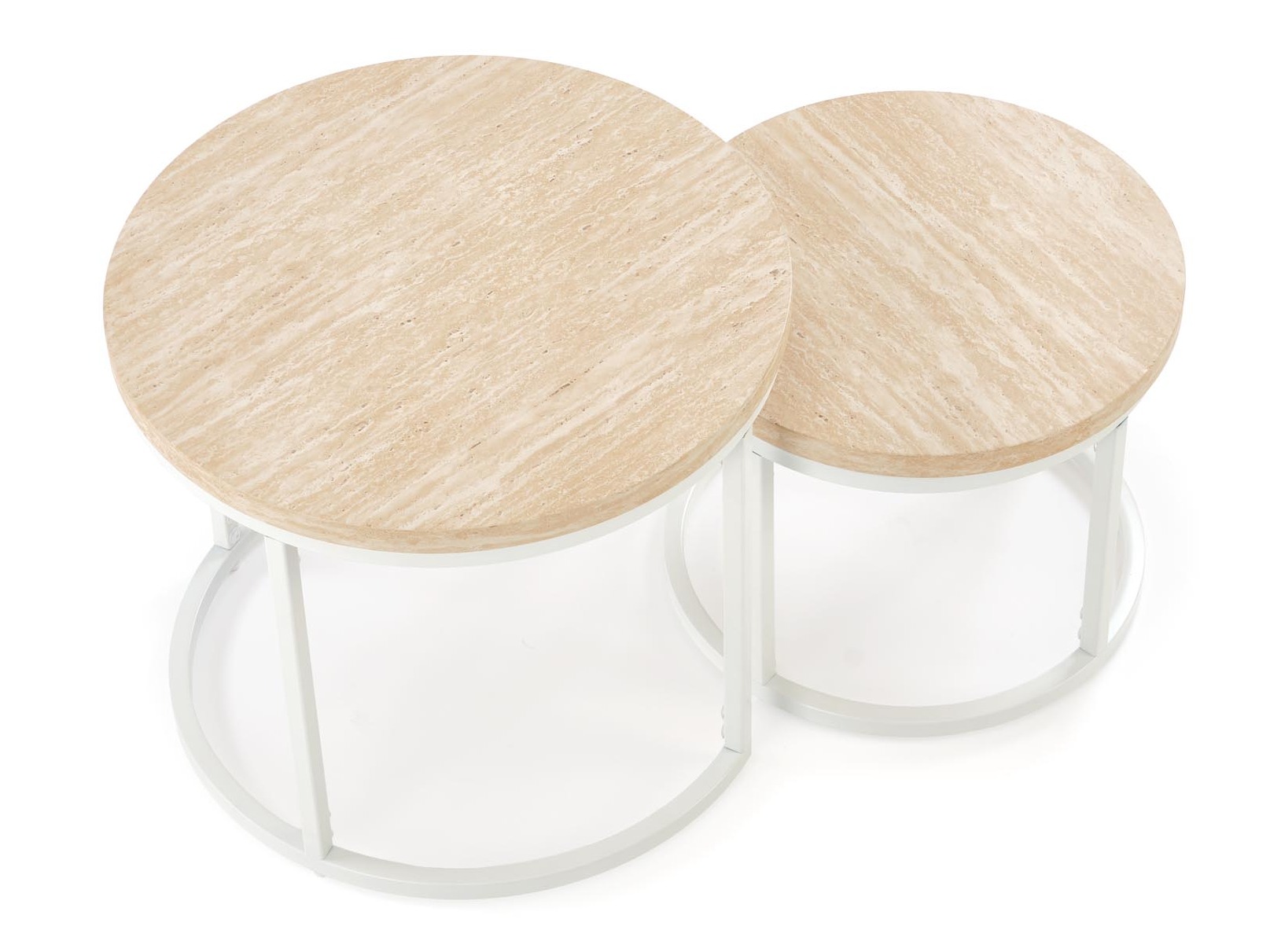 Ensemble tables basses Houston 951 (Travertin clair + Blanc)