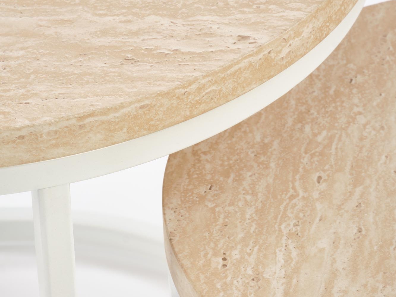 Ensemble tables basses Houston 951 (Travertin clair + Blanc)