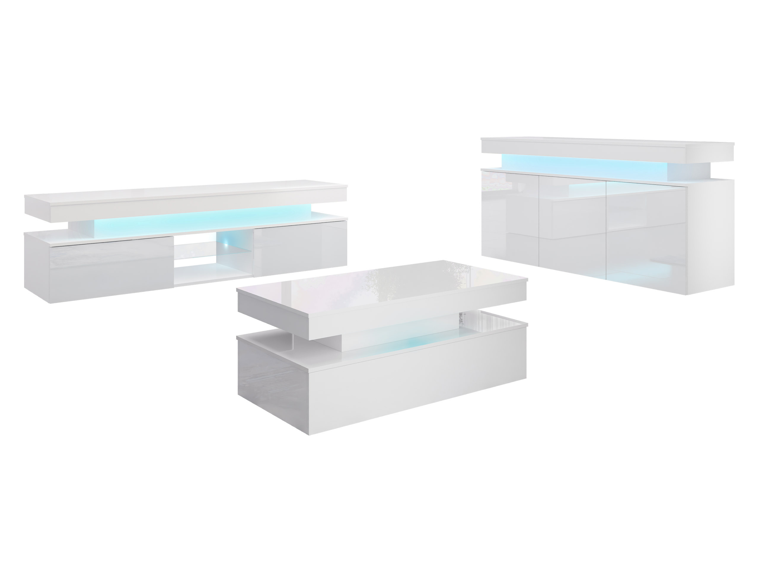 Ensemble de salon Monfero (Blanc + Blanc brillant)