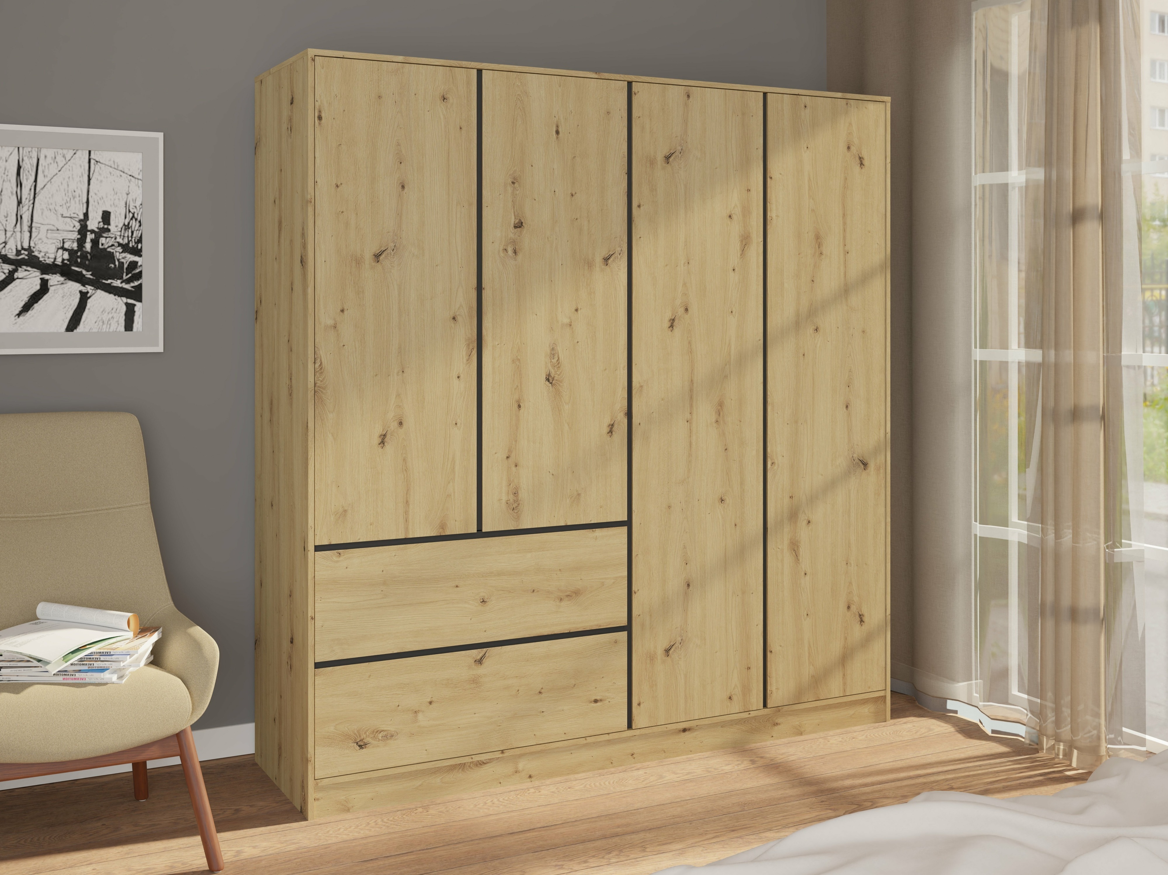 Armoire Mervese 104 (Chêne Artisan)